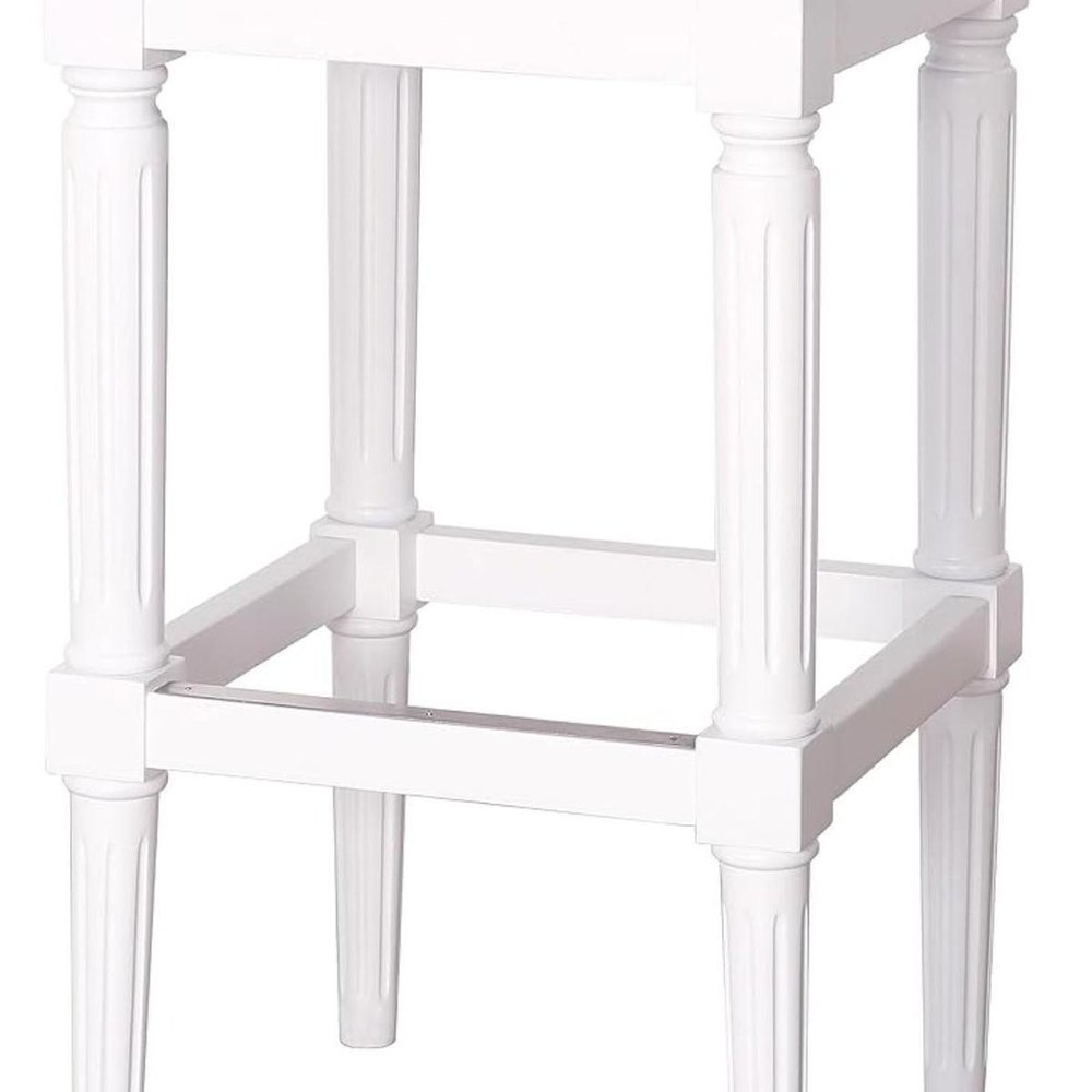 31" Light Gray And White Fabric And Solid Wood Backless Bar Height Bar Chair