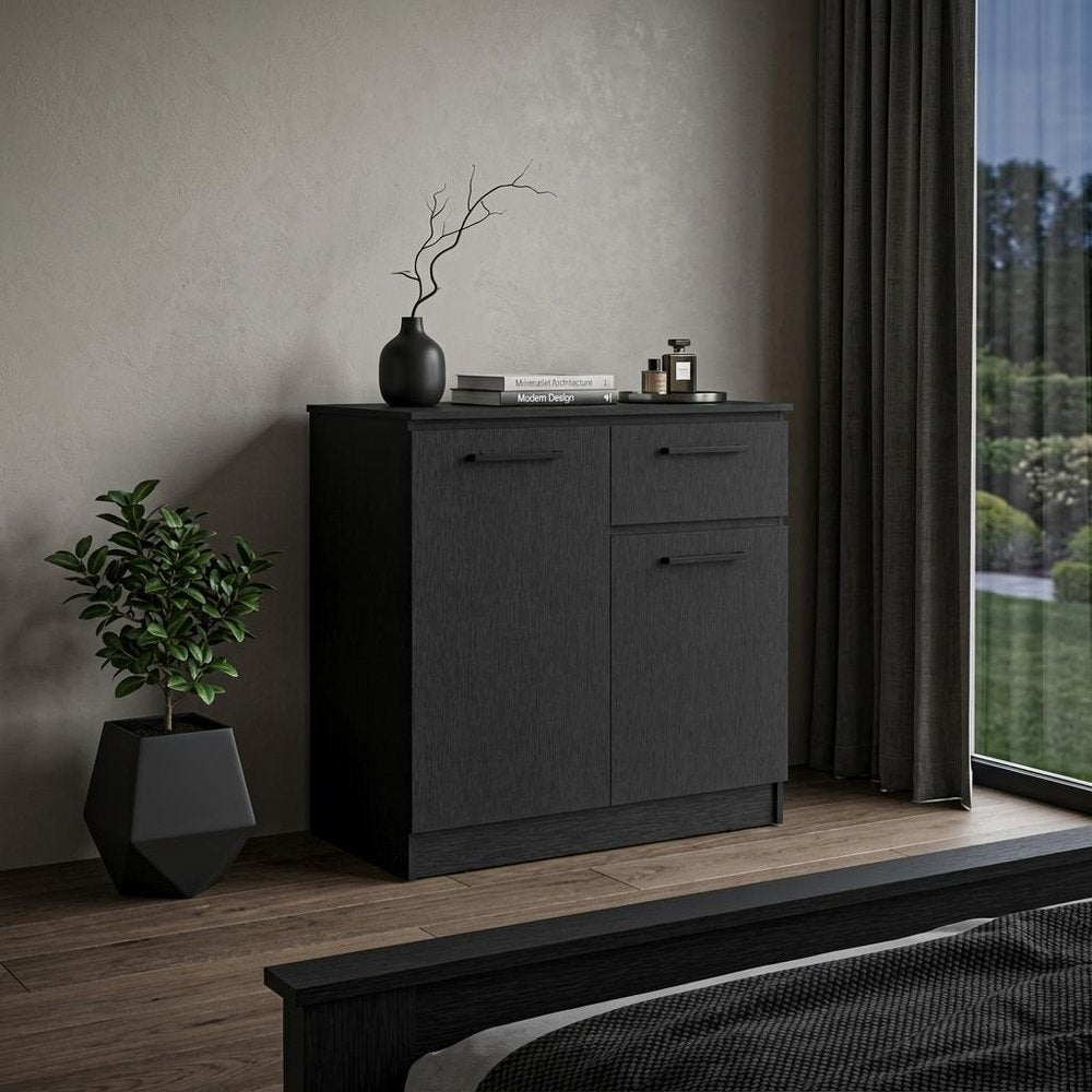 36" Black Wood Single Drawer Dresser