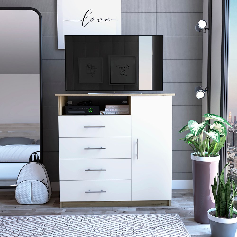 36" Light Gray Four Drawer Dresser
