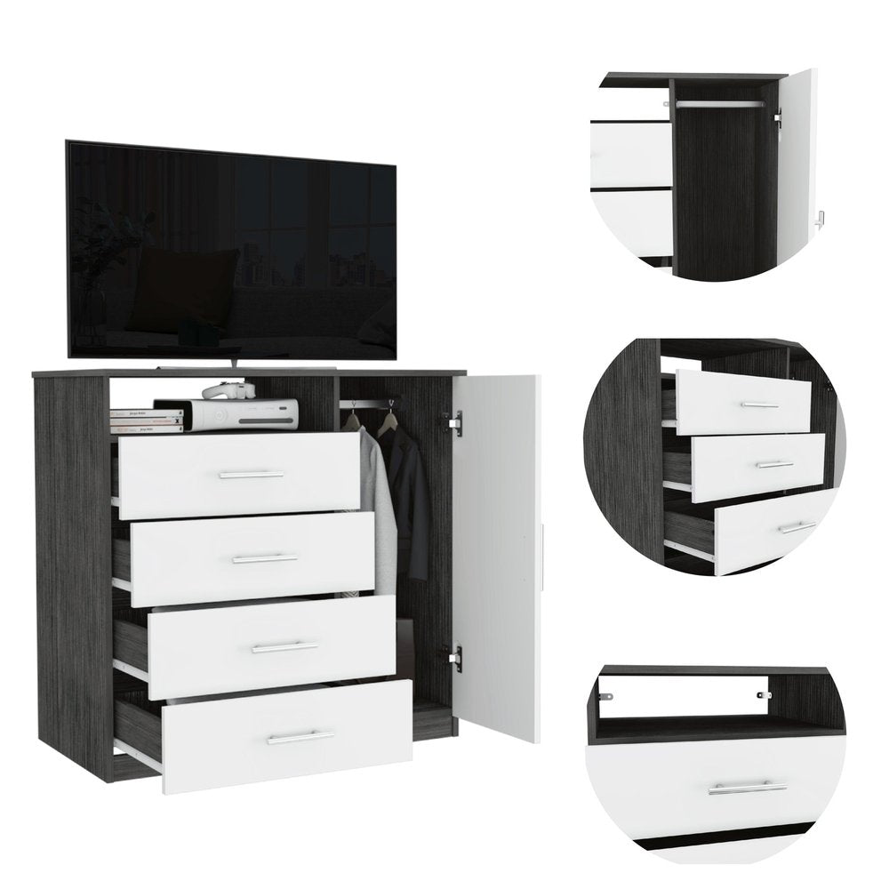 36" Light Gray Four Drawer Dresser