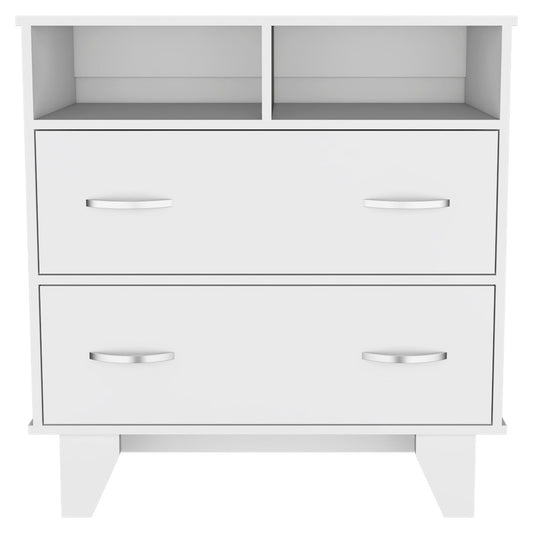 32" White Wood Two Drawer Dresser