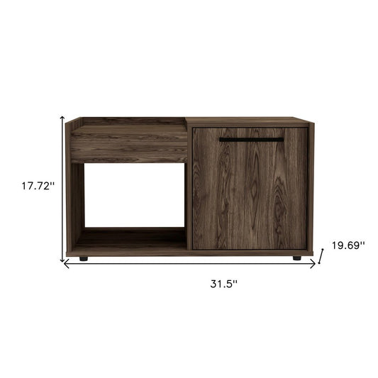 32" Brown Wood Coffee Table With Shelf