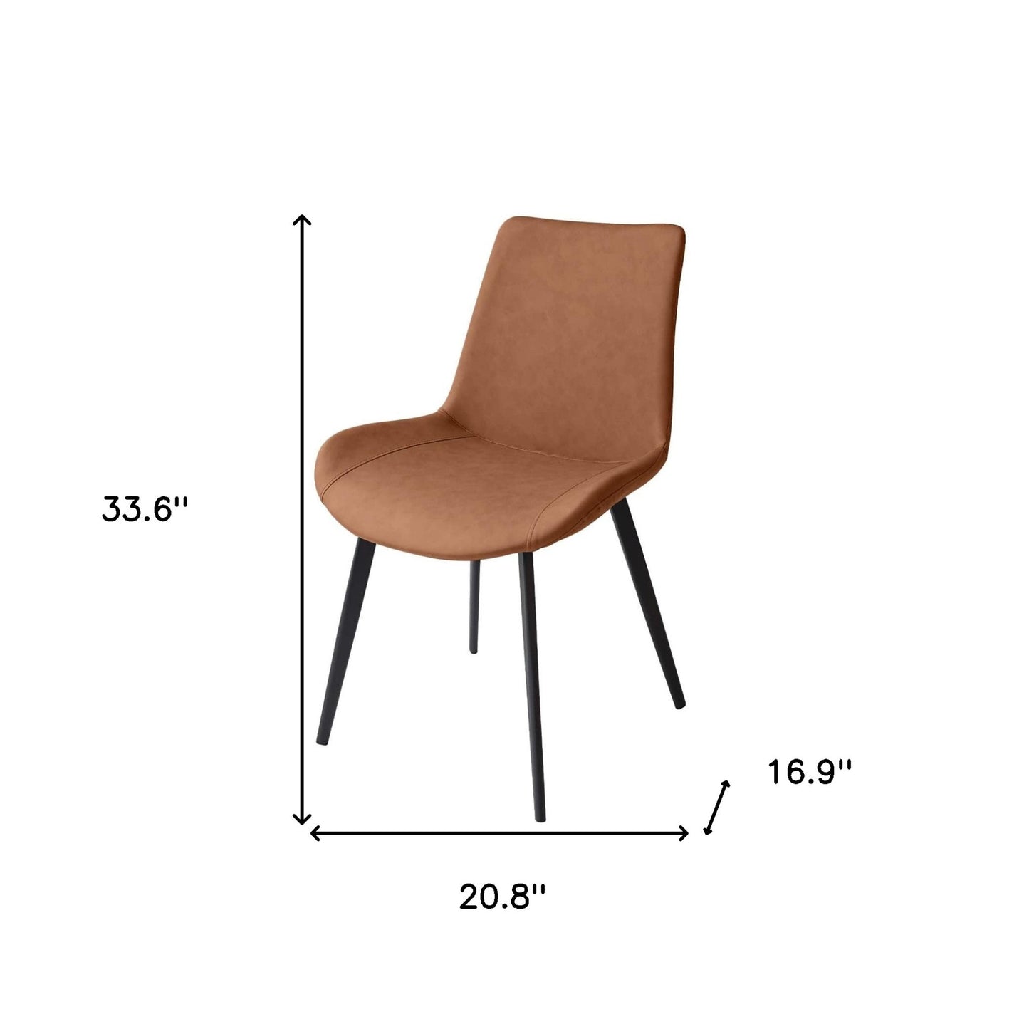 Set of Two Brown and Black Upholstered Faux Leather Dining Side Chairs