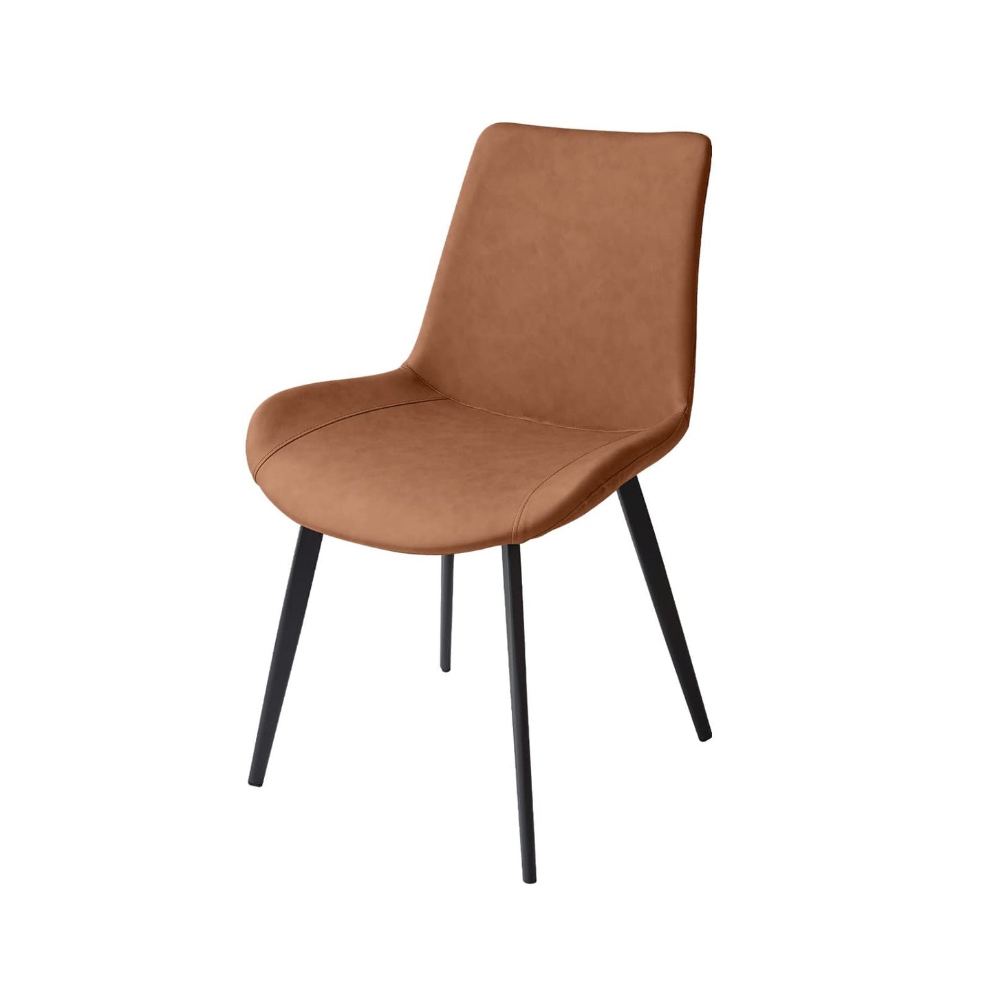Set of Two Brown and Black Upholstered Faux Leather Dining Side Chairs