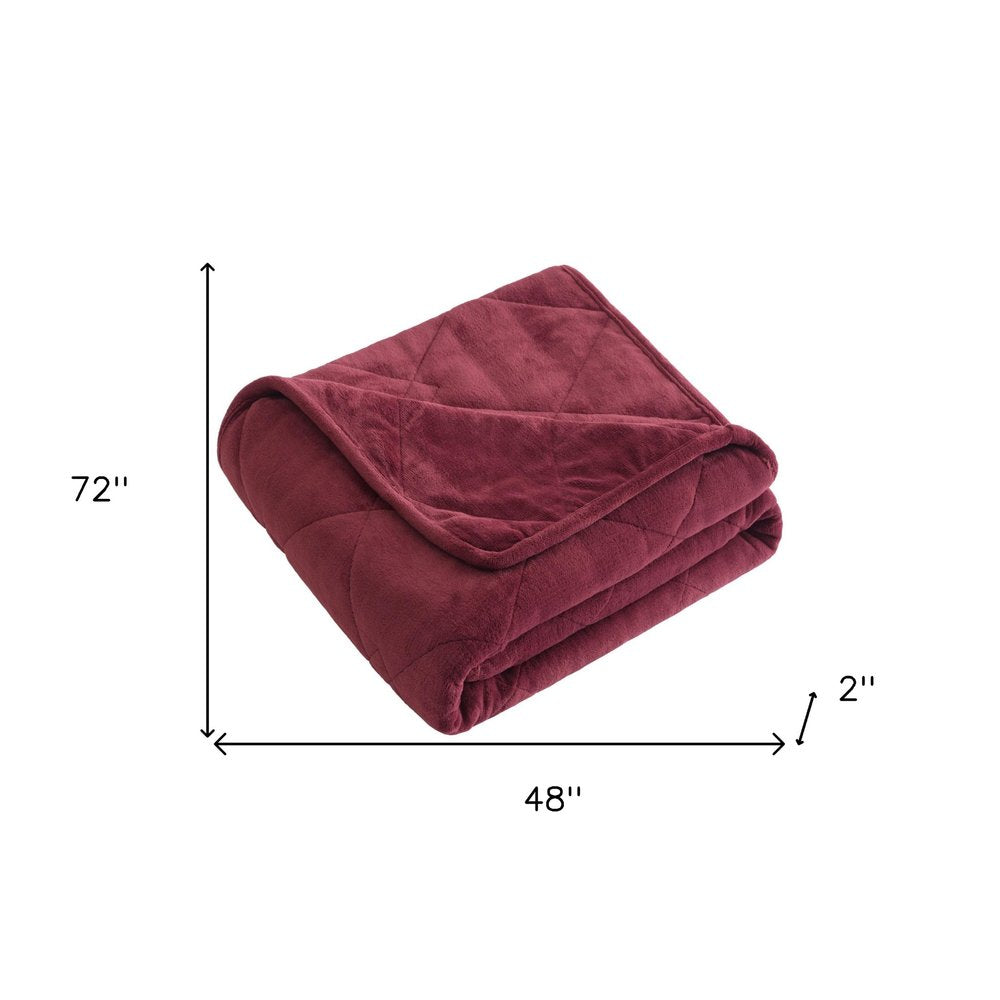48" X 72" Red Velvet Quilted Plush 12 Pound Weighted Throw Blanket