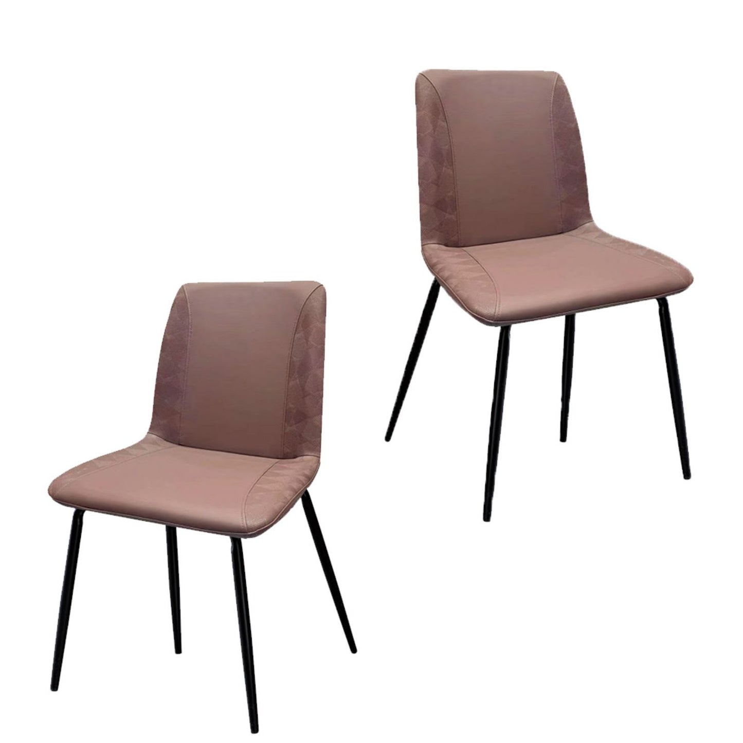 Set of Two Brown and Black Upholstered Faux Leather Dining Side Chairs
