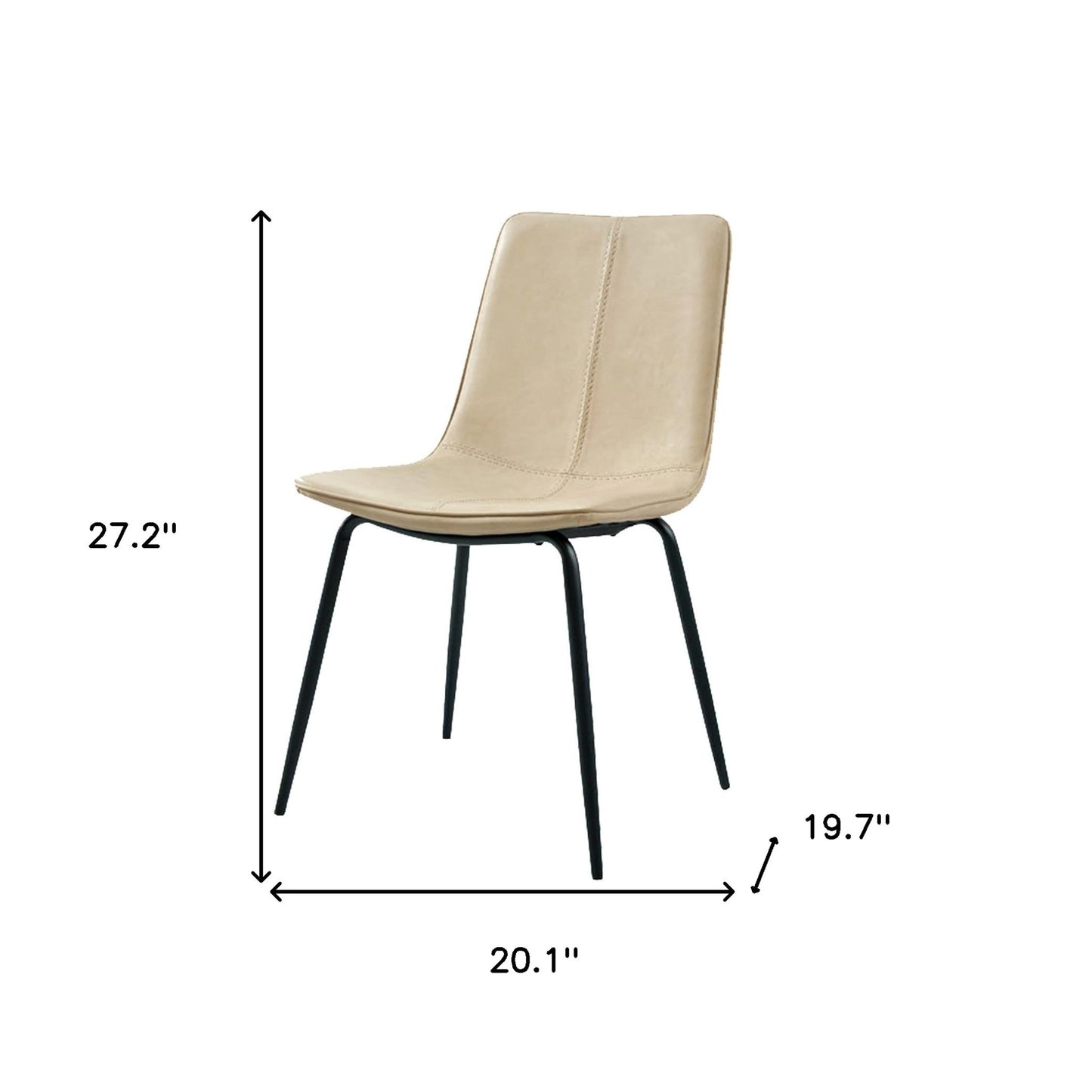 Set of Two Beige and Black Upholstered Faux Leather Dining Side Chairs