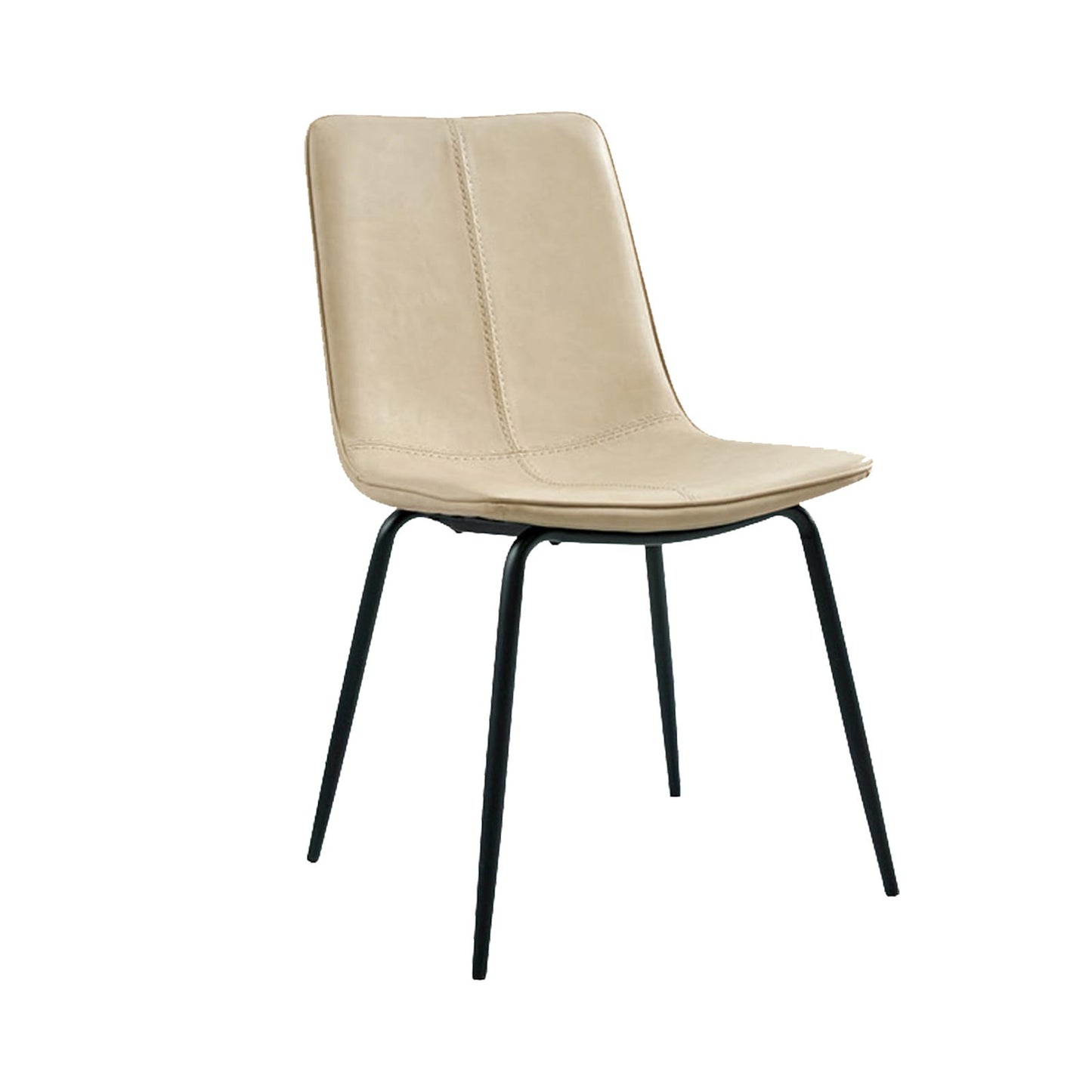 Set of Two Beige and Black Upholstered Faux Leather Dining Side Chairs