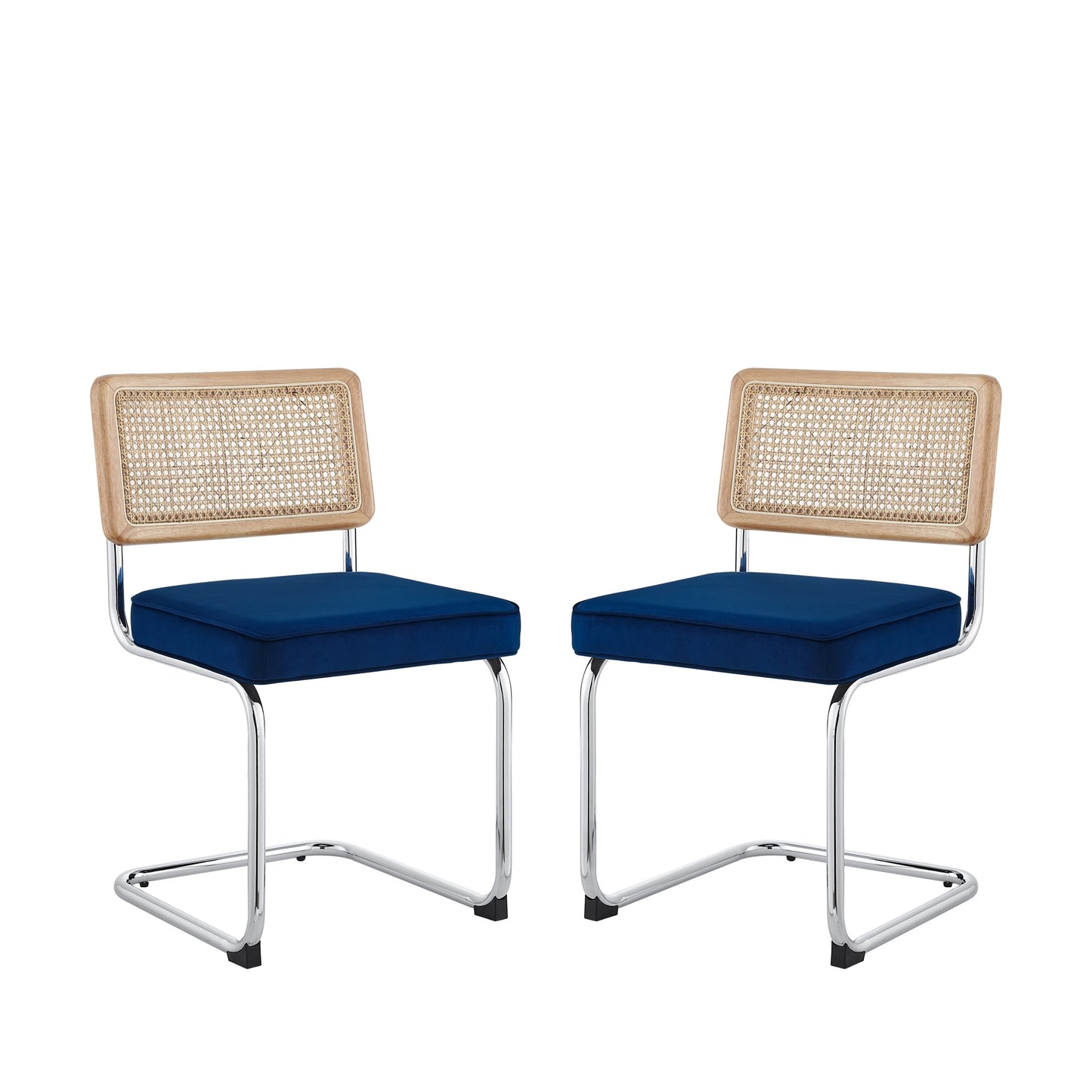 Set of Two Black Upholstered Velvet Dining Side Chairs
