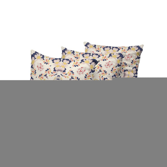 Set of Three 16" X 16" Blue and White Geometric Indoor Outdoor Throw Pillow