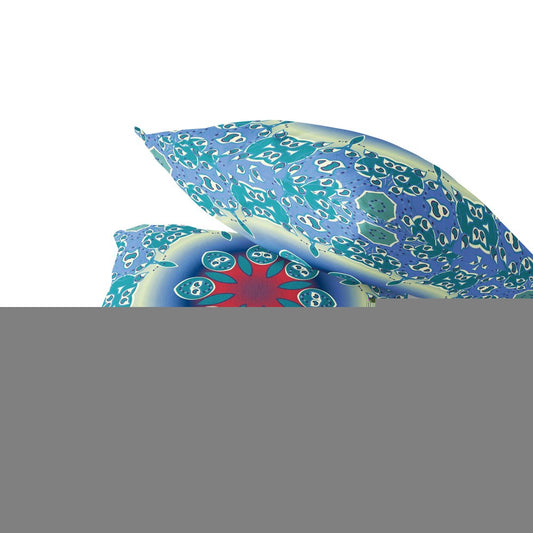 Set of Two 18" Blue Abstract Indoor Outdoor Throw Pillow Cover and Insert