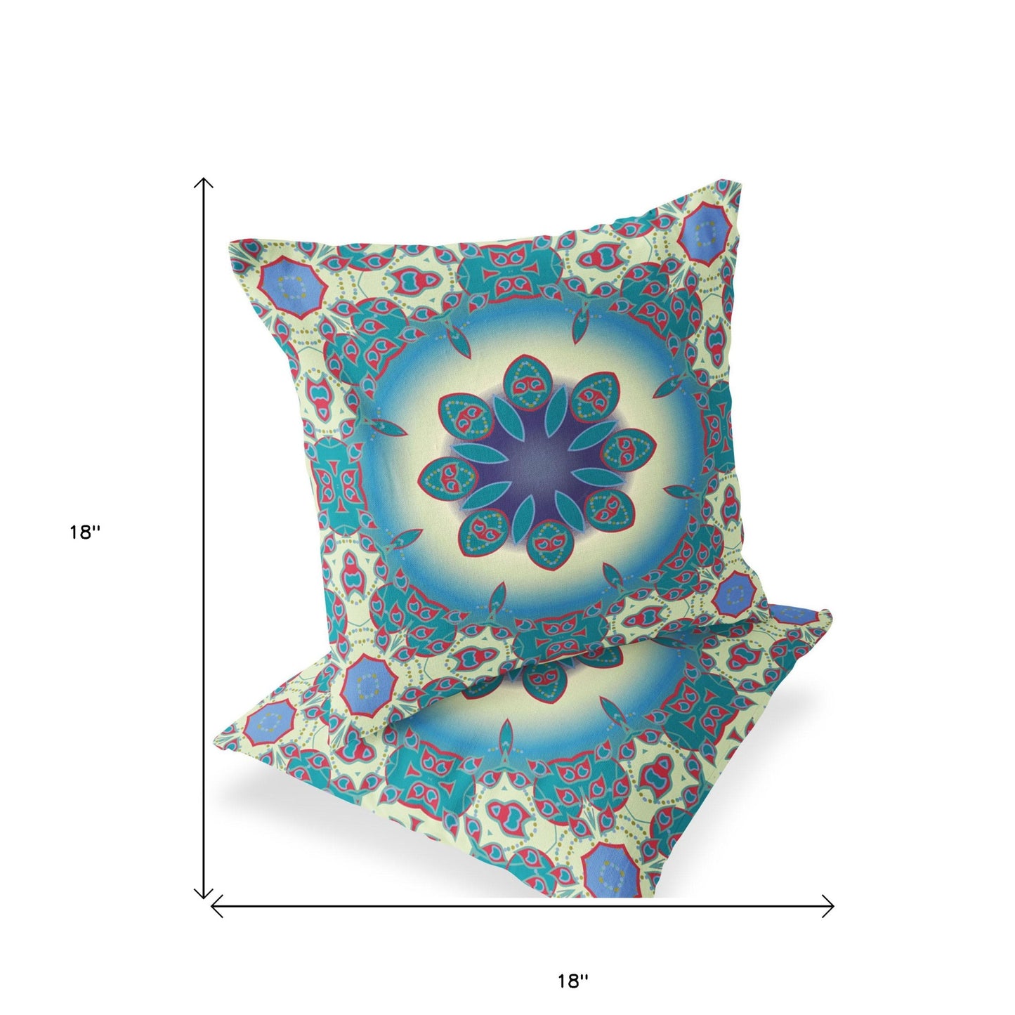 Set of Two 18" Yellow Abstract Indoor Outdoor Throw Pillow Cover and Insert
