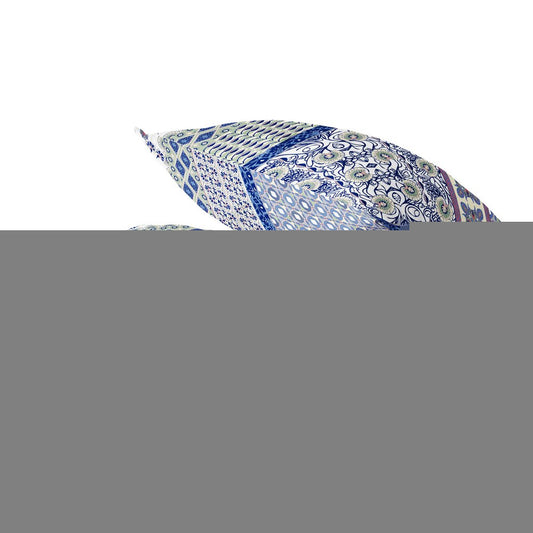 Set of Two 18" White Botanical Indoor Outdoor Throw Pillow Cover and Insert