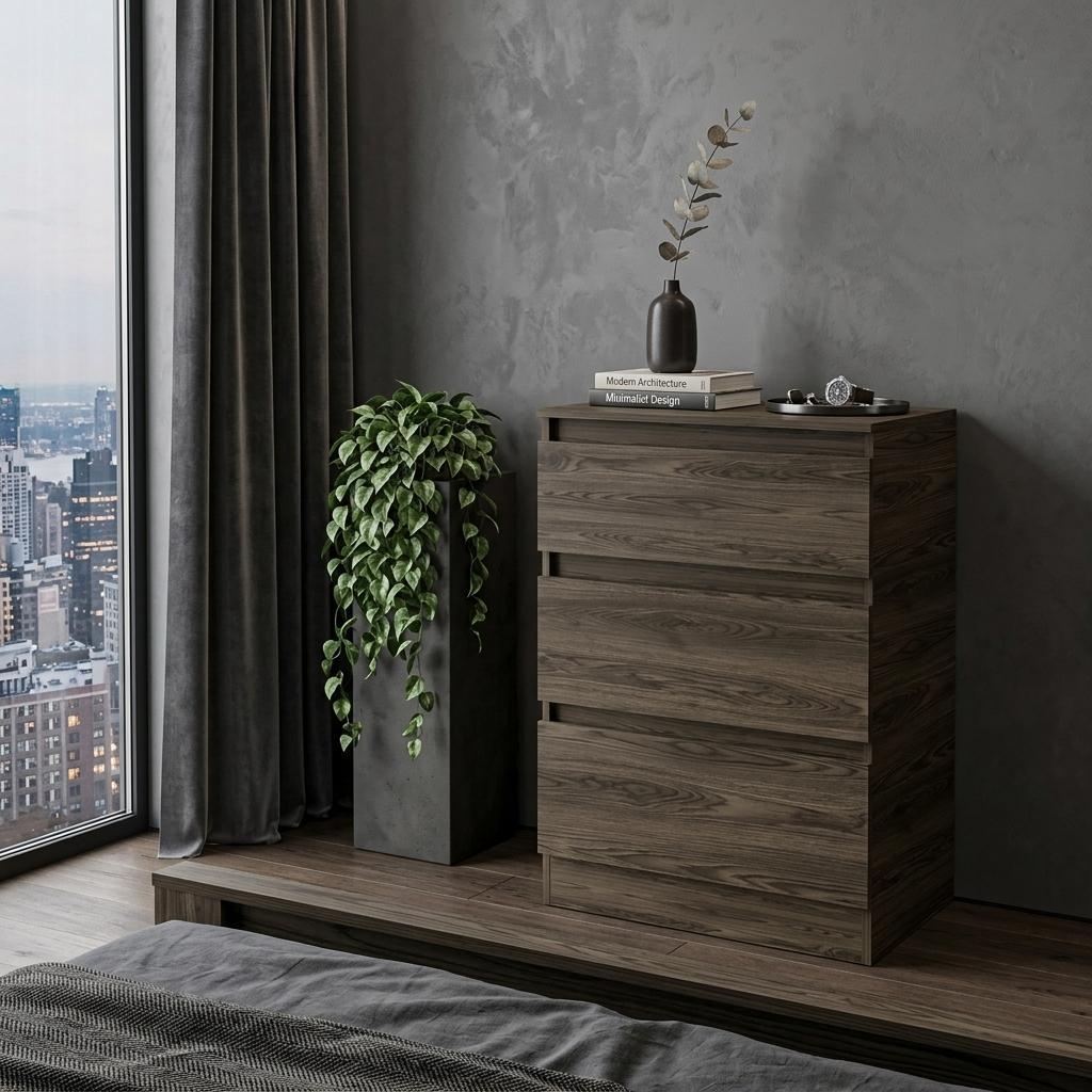 23" Brown Wood Two Drawer Dresser