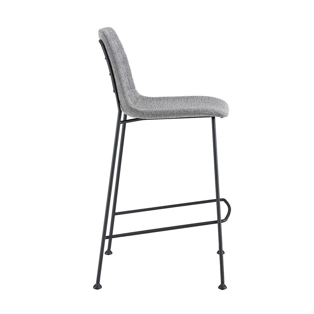 Set of Two 26" Light Gray and Black Fabric and Steel Low Back Counter Height Bar Chairs