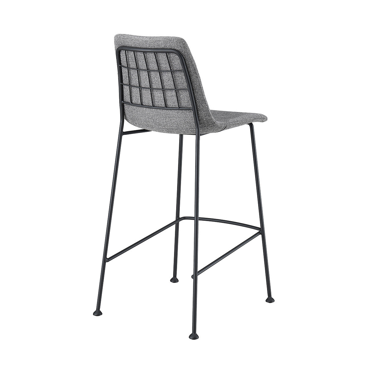 Set of Two 26" Light Gray and Black Fabric and Steel Low Back Counter Height Bar Chairs