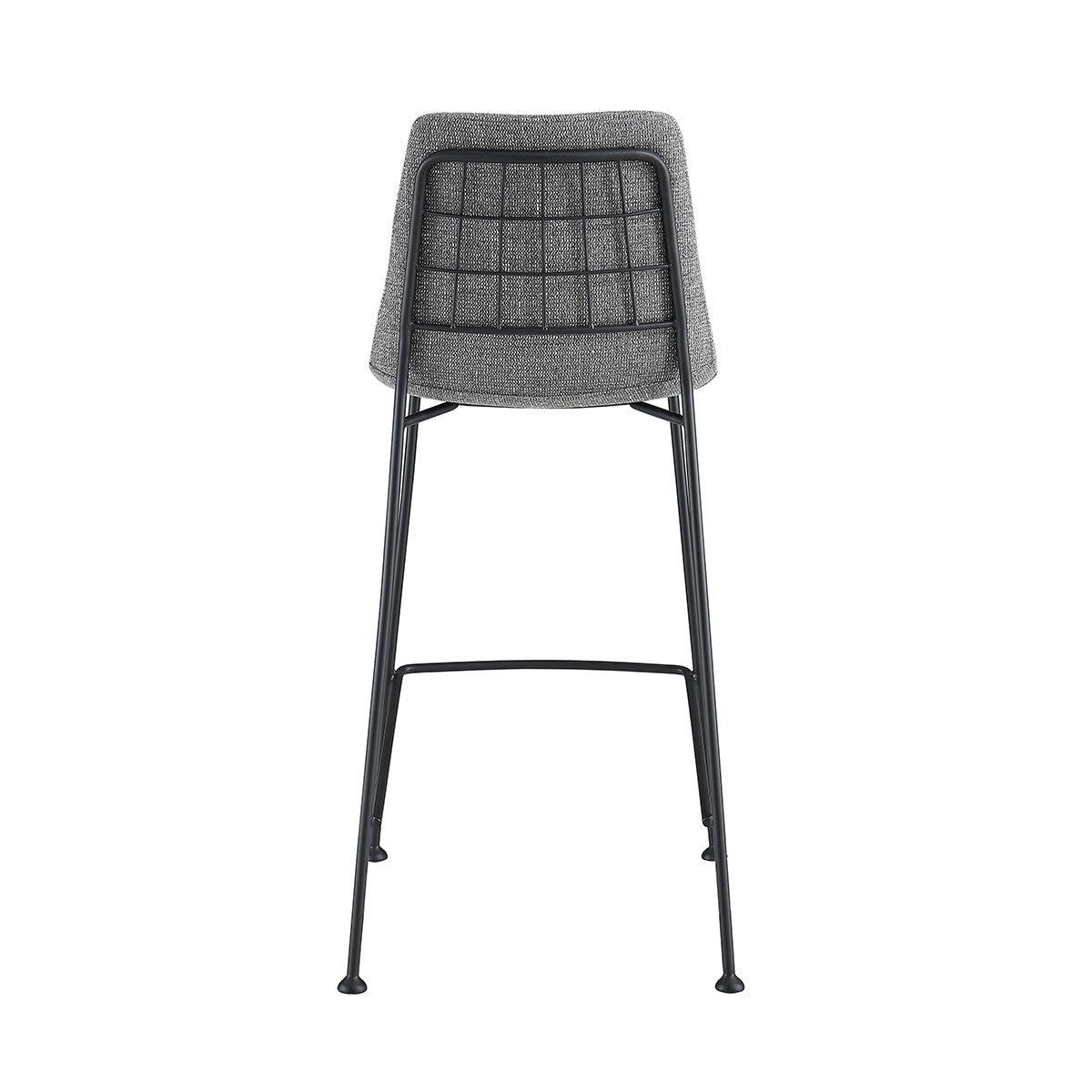 Set of Two 26" Light Gray and Black Fabric and Steel Low Back Counter Height Bar Chairs