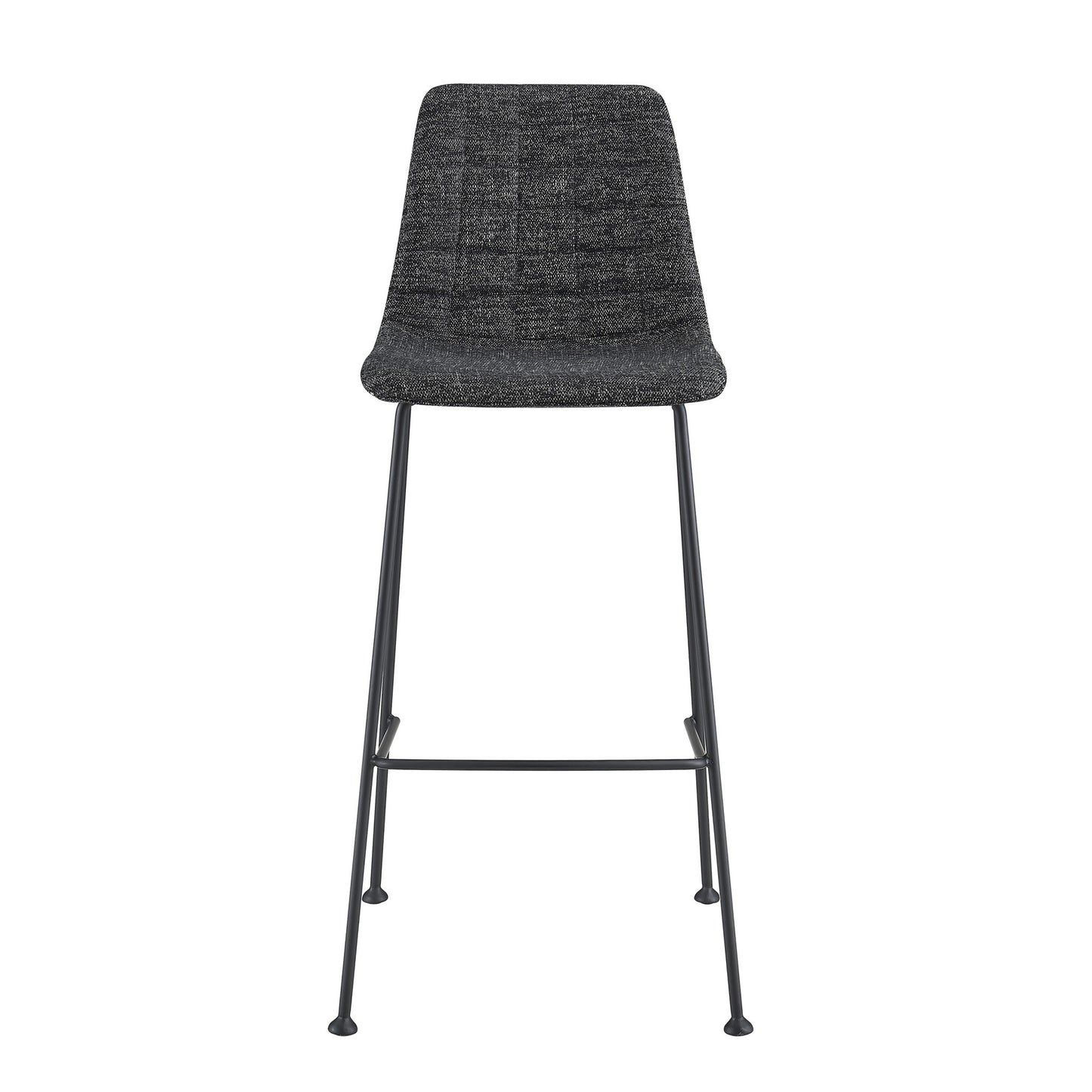 Set of Two 30" Black Fabric and Steel Low Back Bar Height Bar Chairs