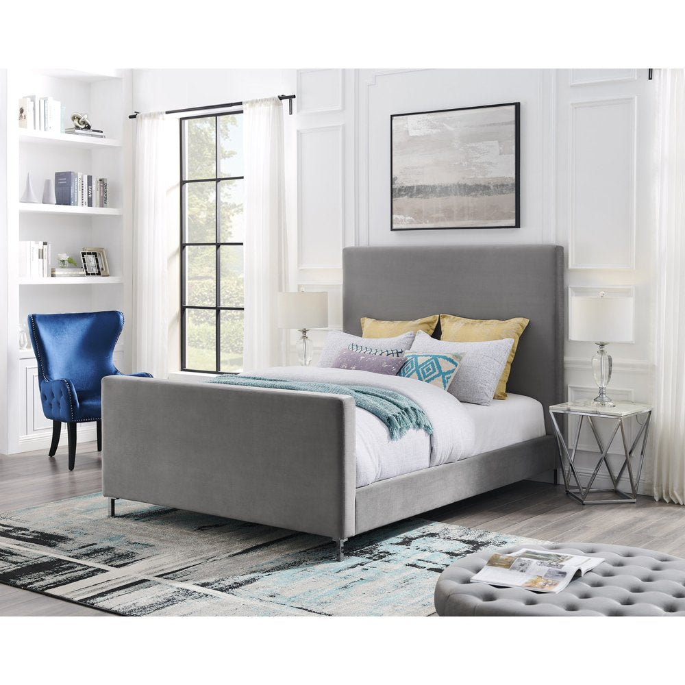 Hunter Green Solid Wood Queen Upholstered Velvet Bed