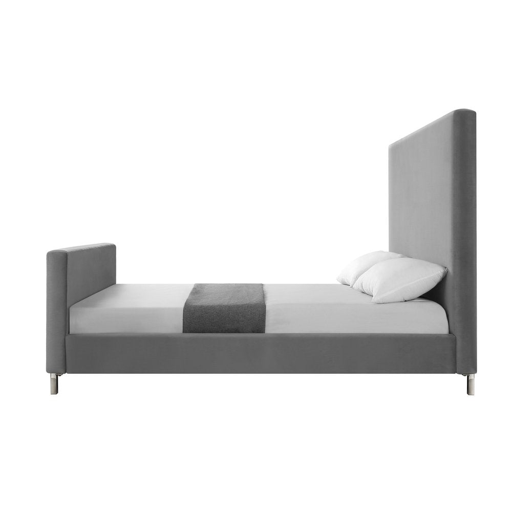 Hunter Green Solid Wood Queen Upholstered Velvet Bed
