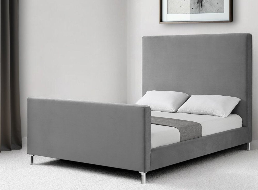 Hunter Green Solid Wood Queen Upholstered Velvet Bed