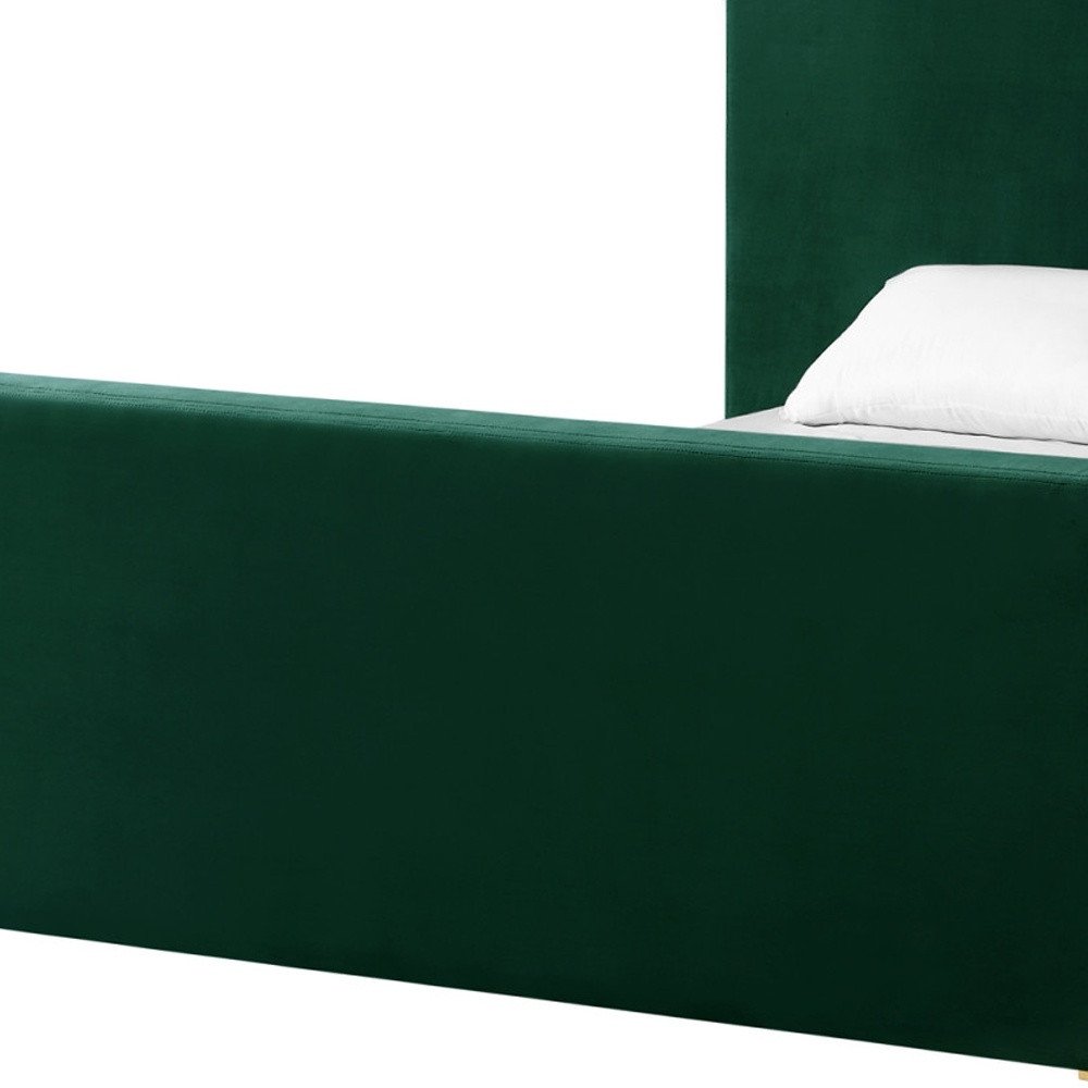 Hunter Green Solid Wood Queen Upholstered Velvet Bed