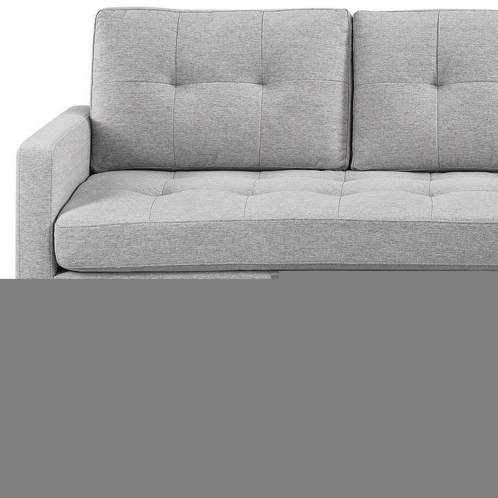 87" Light Gray Polyester Blend Sofa With Ottoman With Natural Legs