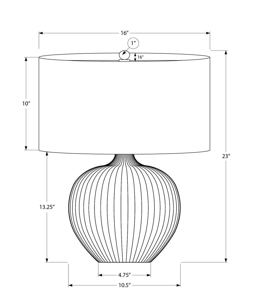 23" Black Ceramic Round Table Lamp With Black Drum Shade
