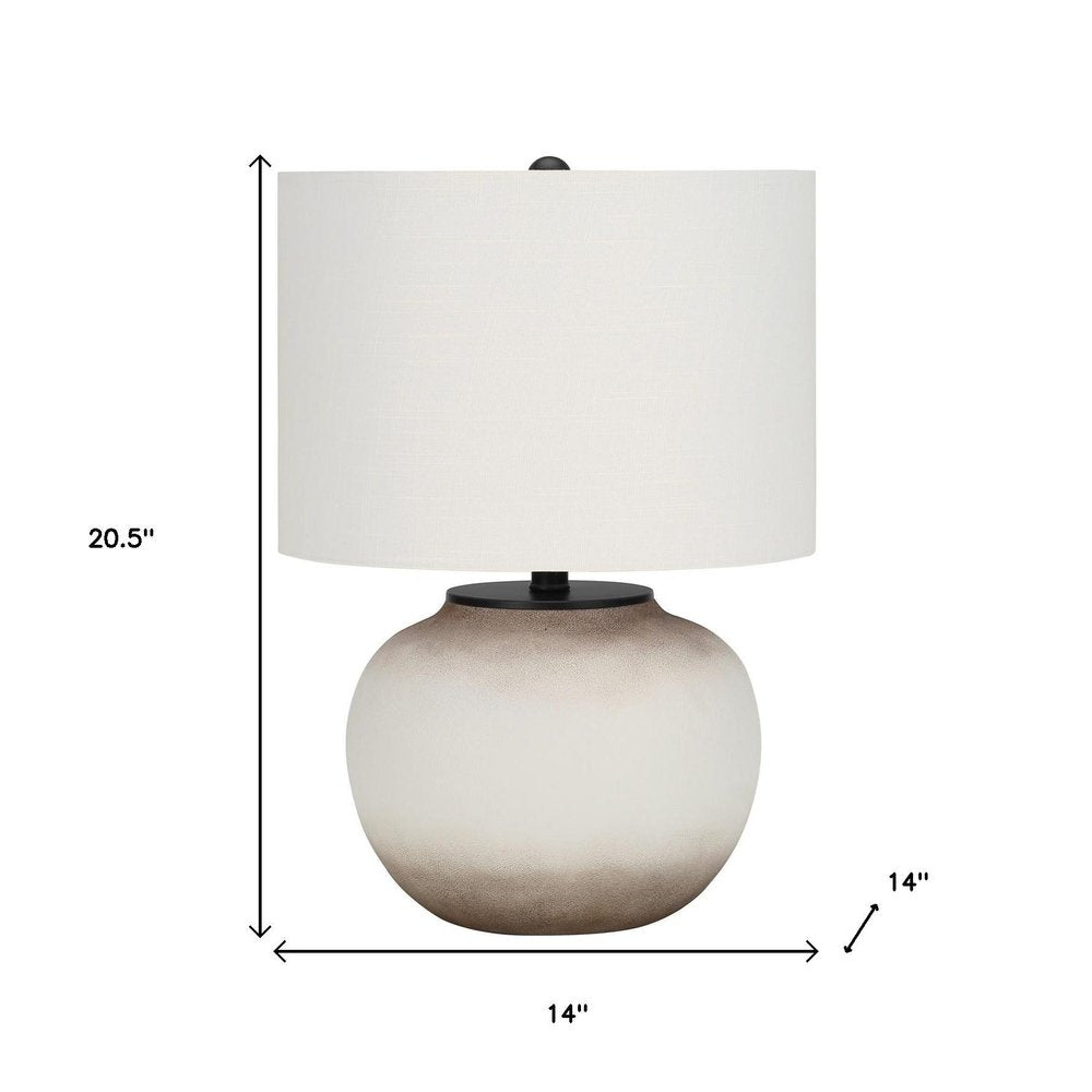 21" Cream Ceramic Round Table Lamp With Cream Drum Shade