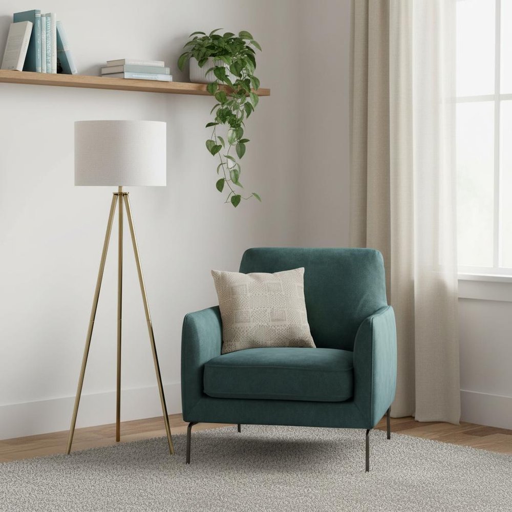 63" Matte Gold Floor Lamp with Cream Drum Shade