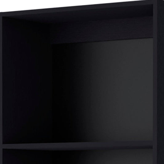 71" Black Wood Four Tier Bookcase