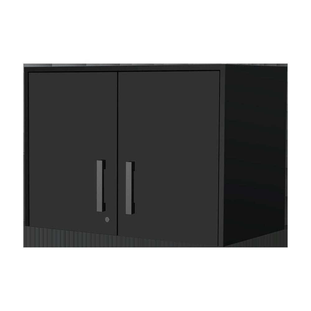 28" Black Wall mounted Accent Cabinet With Six Shelves And Three Drawers