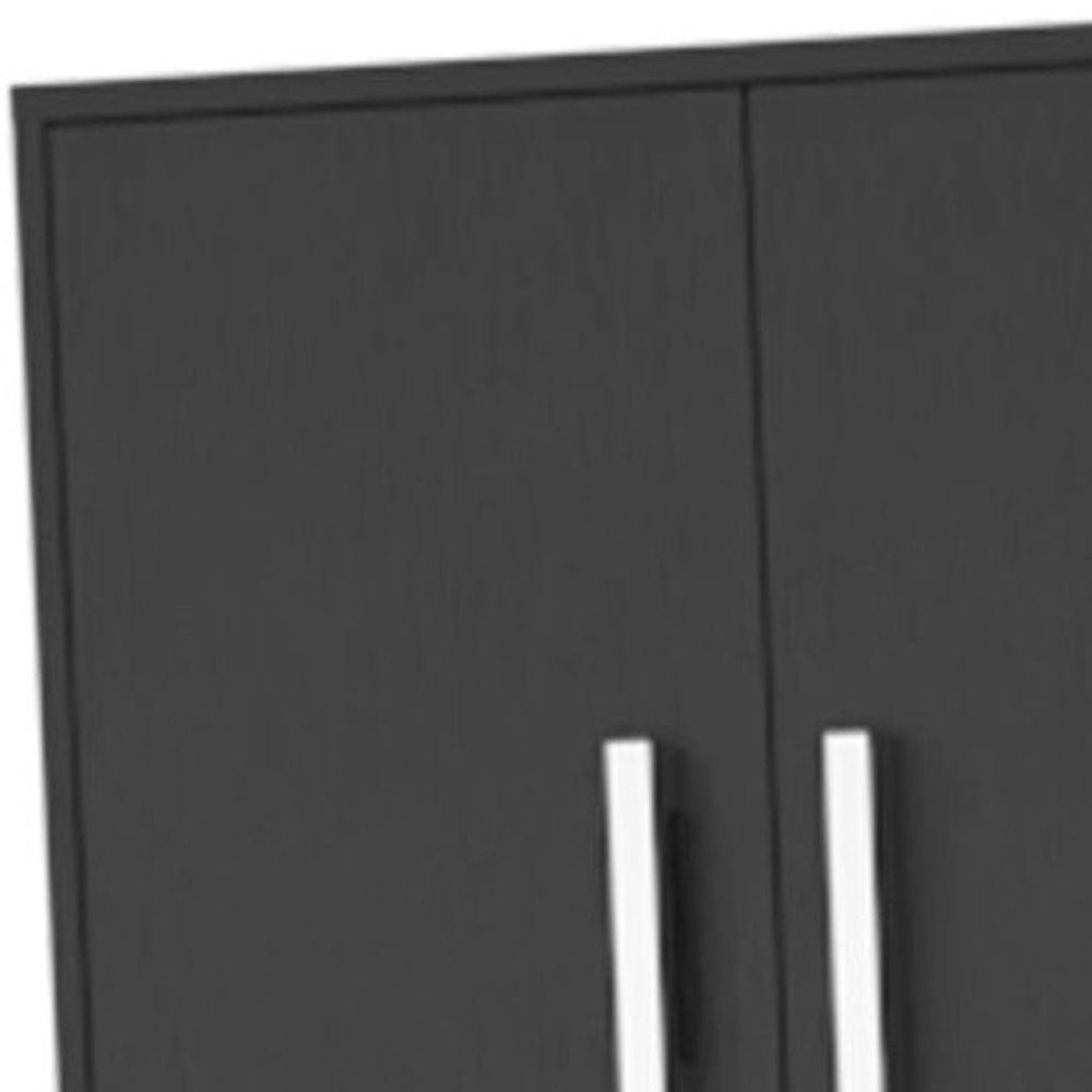 28" Black Wall mounted Accent Cabinet With Nine Shelves And Three Drawers