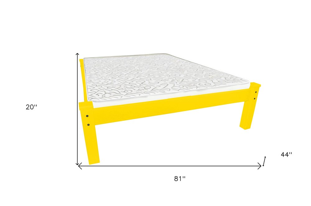 Canary Yellow Solid Wood Twin Bed Frame