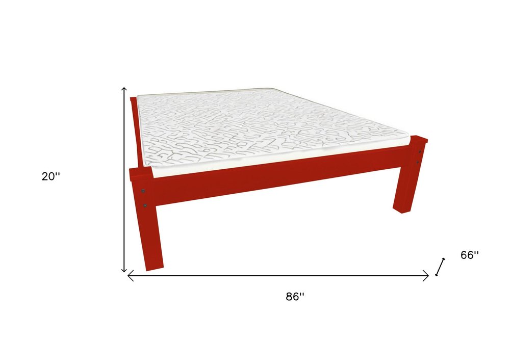 Red Solid Wood Queen Bed Frame