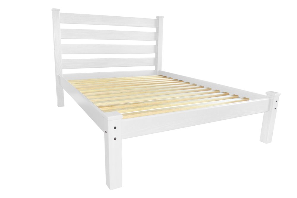 White Solid Wood Queen Bed Frame