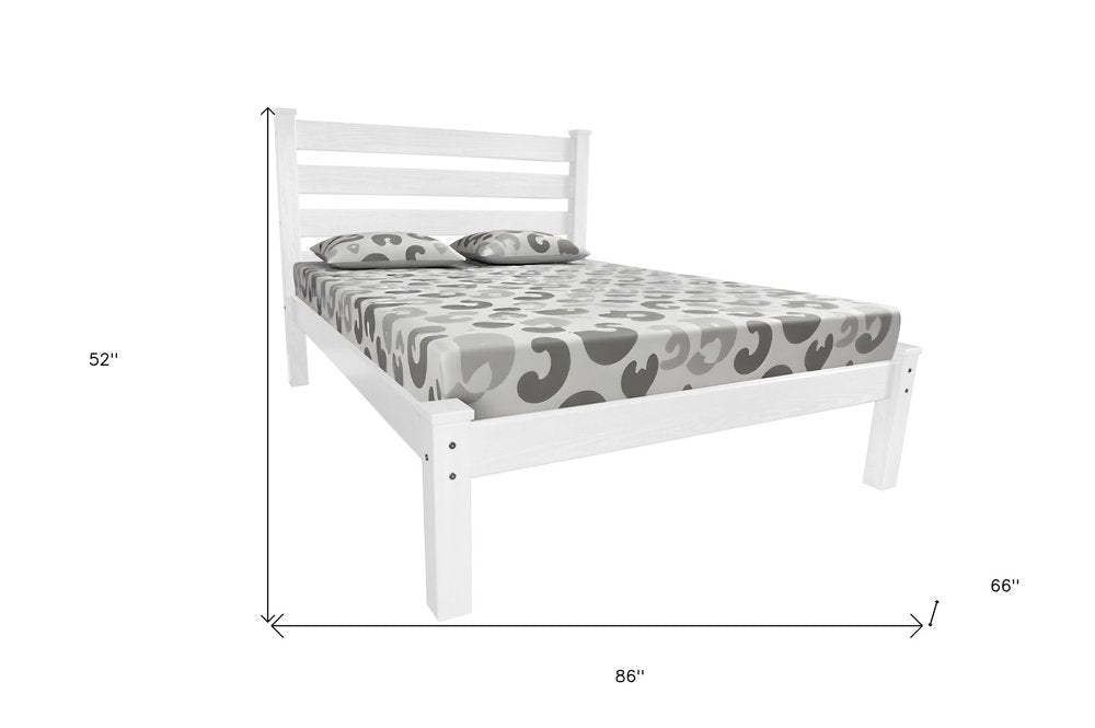 White Solid Wood Queen Bed Frame