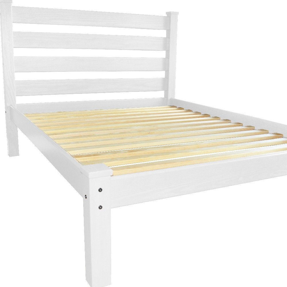 White Solid Wood Queen Bed Frame