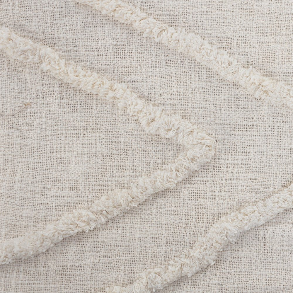 Ivory Geometric Queen Cotton Coverlet