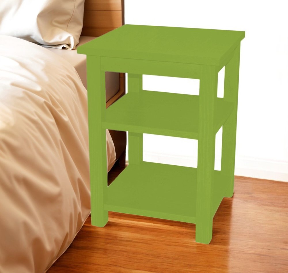 28" Green Solid Wood Nightstand