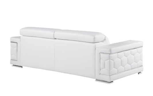 89" White Leather Sofa