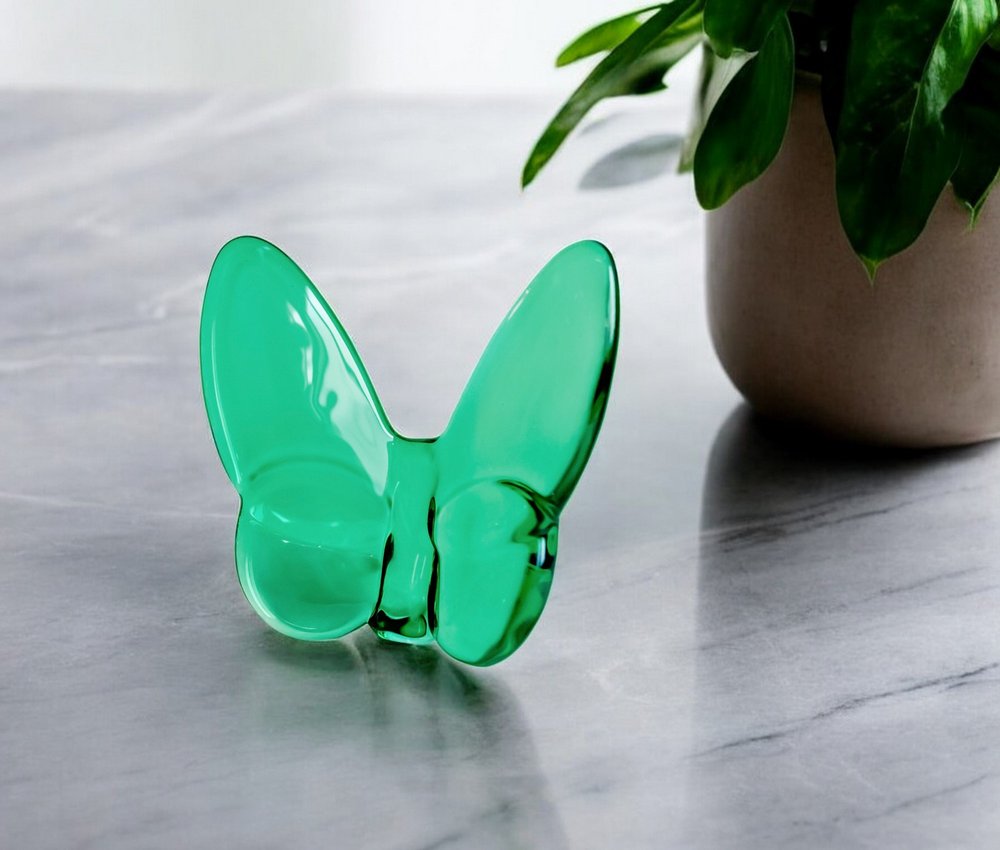 3" Green Crystal Butterfly Figurine Tabletop Sculpture