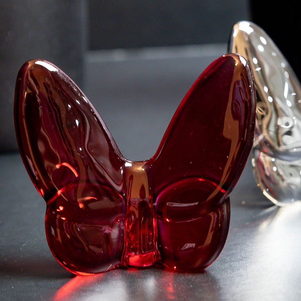 3" Red Crystal Butterfly Figurine Tabletop Sculpture