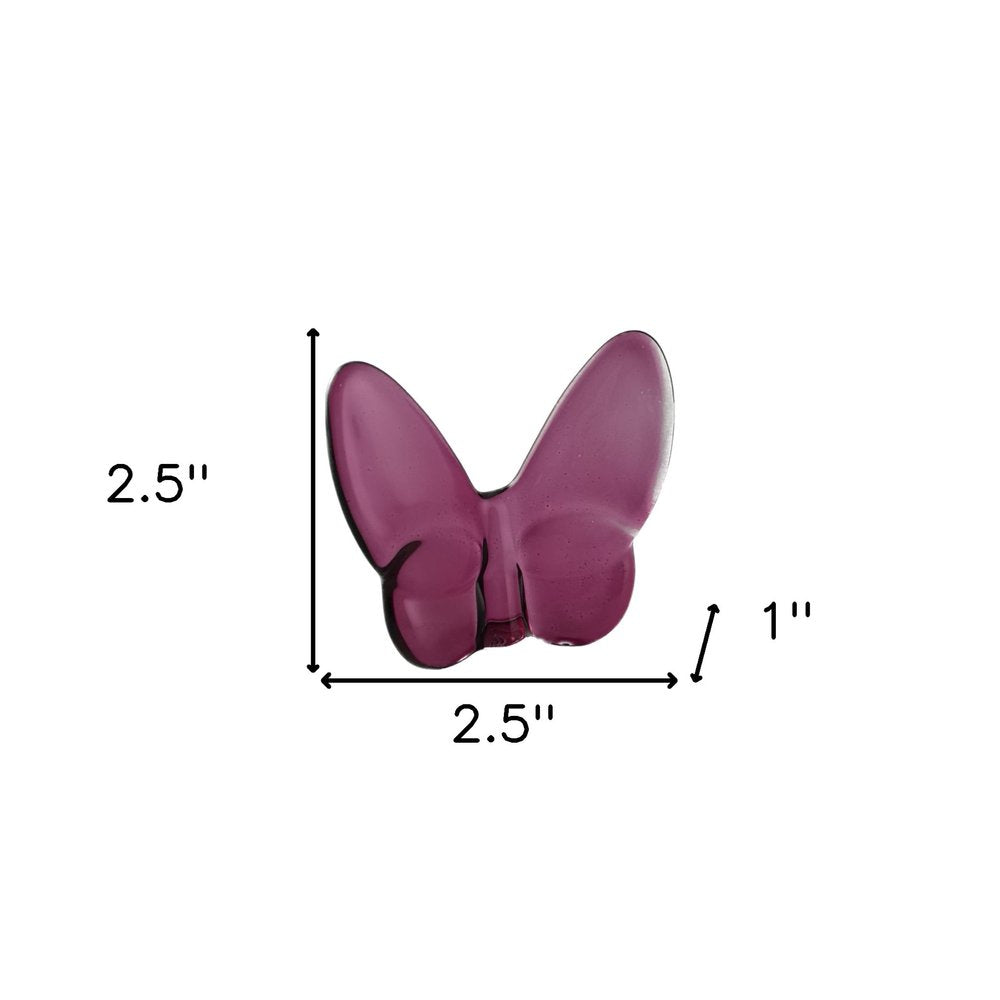 3" Plum Crystal Butterfly Figurine Tabletop Sculpture