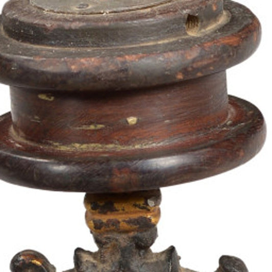 16" Black Distressed Floral Metal Tabletop Tealight Candle Holder