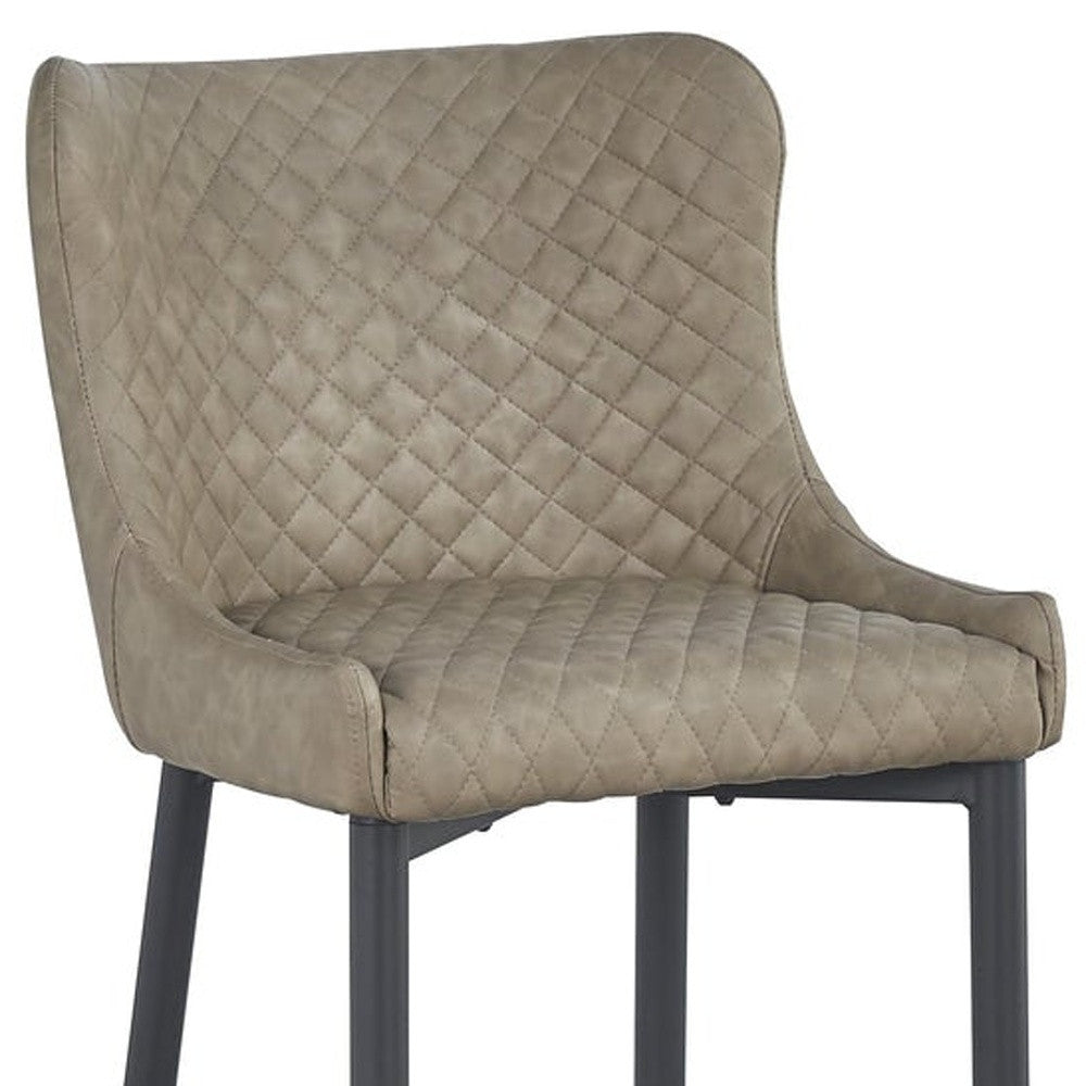 Set of Two 26" Gray and Black Faux Leather and Metal Low Back Counter Height Bar Chairs