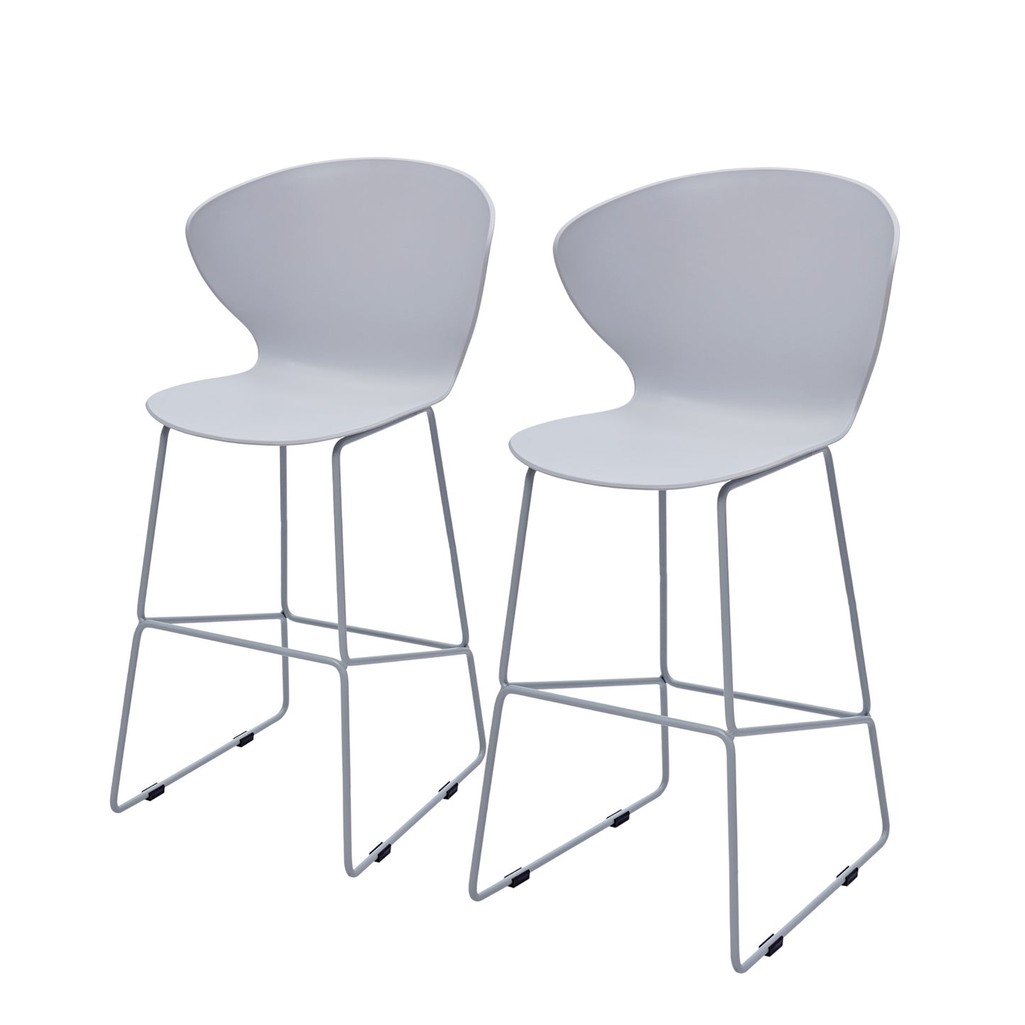 Set of Two 26" Gray Heavy Duty Plastic and Metal Low Back Counter Height Bar Chairs