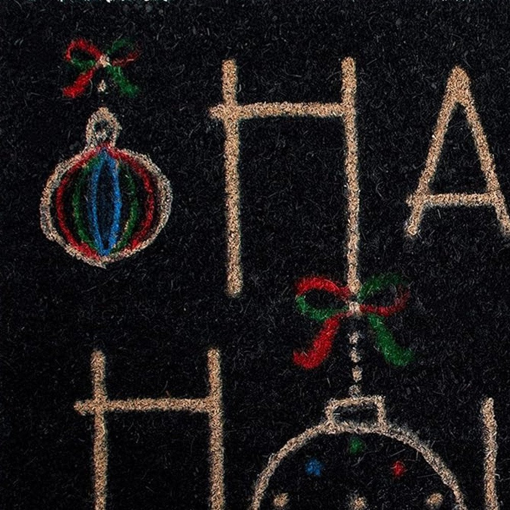 24" X 36" Black and Natural Coir Happy Holidays Outdoor Christmas Door Mat