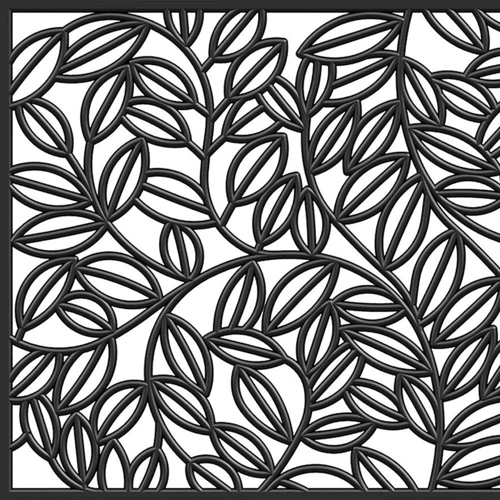 24" X 36" Black Rubber Botanical Leaves Outdoor Door Mat