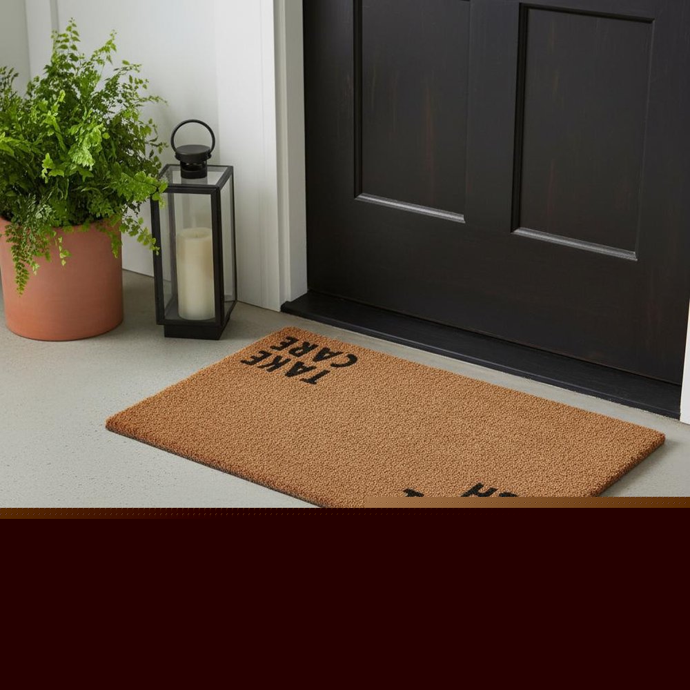 17" X 29" Natural and Black Coir Hey There Outdoor Door Mat